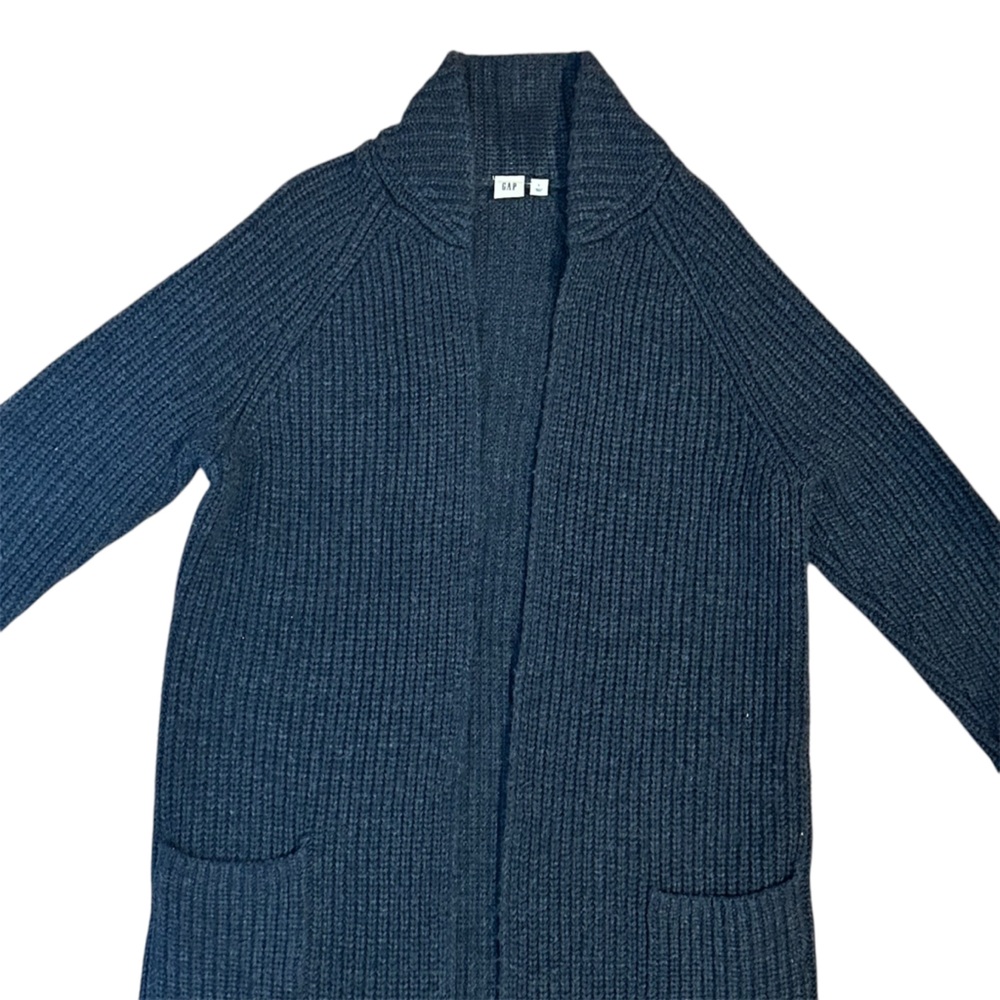GAP Maxi Shaker Knit Cardigan Women’s Outer Wear Open Front Navy Heather Size:L
